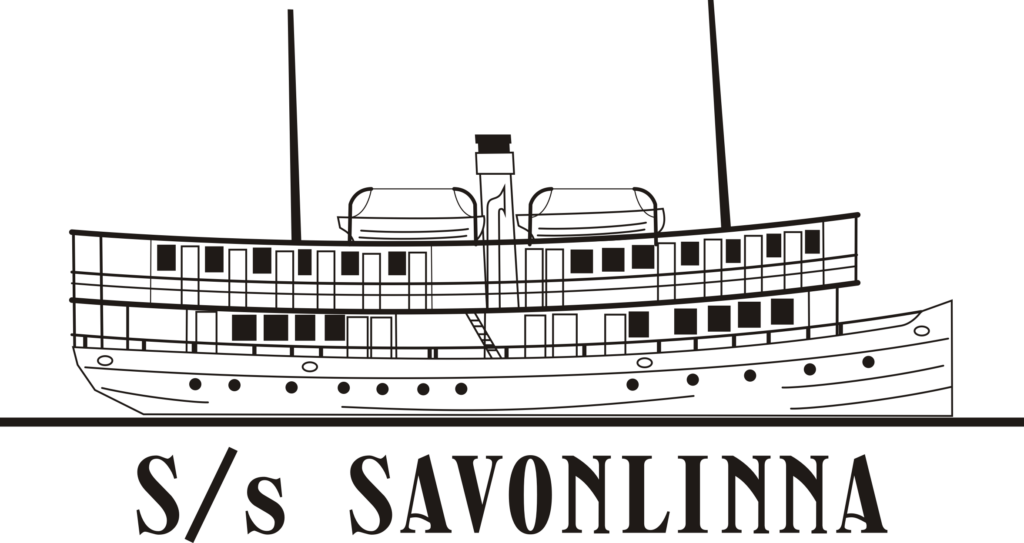 Mustavalkoinen piirros Savonlinna-laivasta.