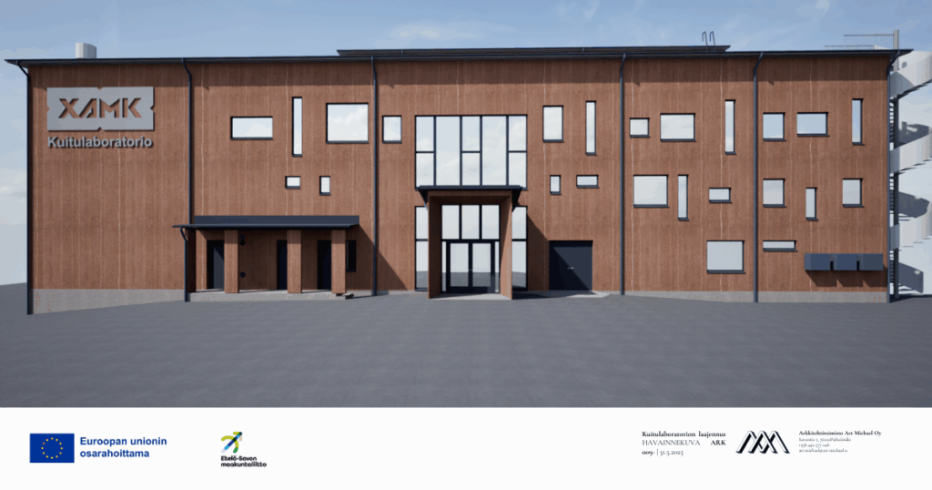 Piirroskuva uudesta kuitulaboratorion rakennuksesta